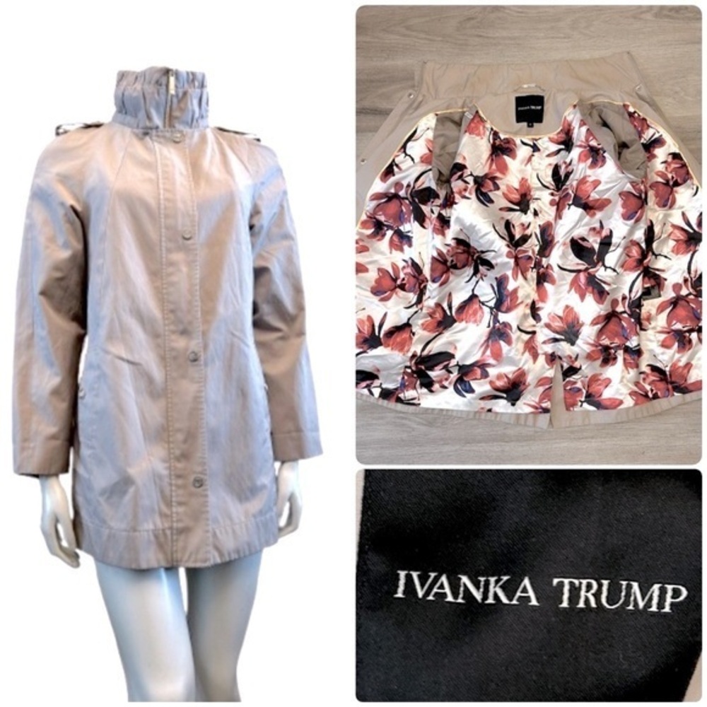 Ivanka Trump Tan Trench Coat Classic Lightweight Design Beautiful Lining